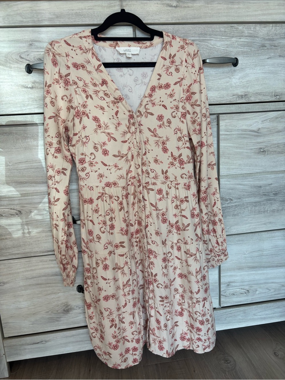 Lucky Brand Long-Sleeve Tiered Floral Dress